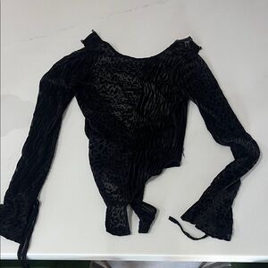 AKIRA Black Sheer Animal Print Bodysuit